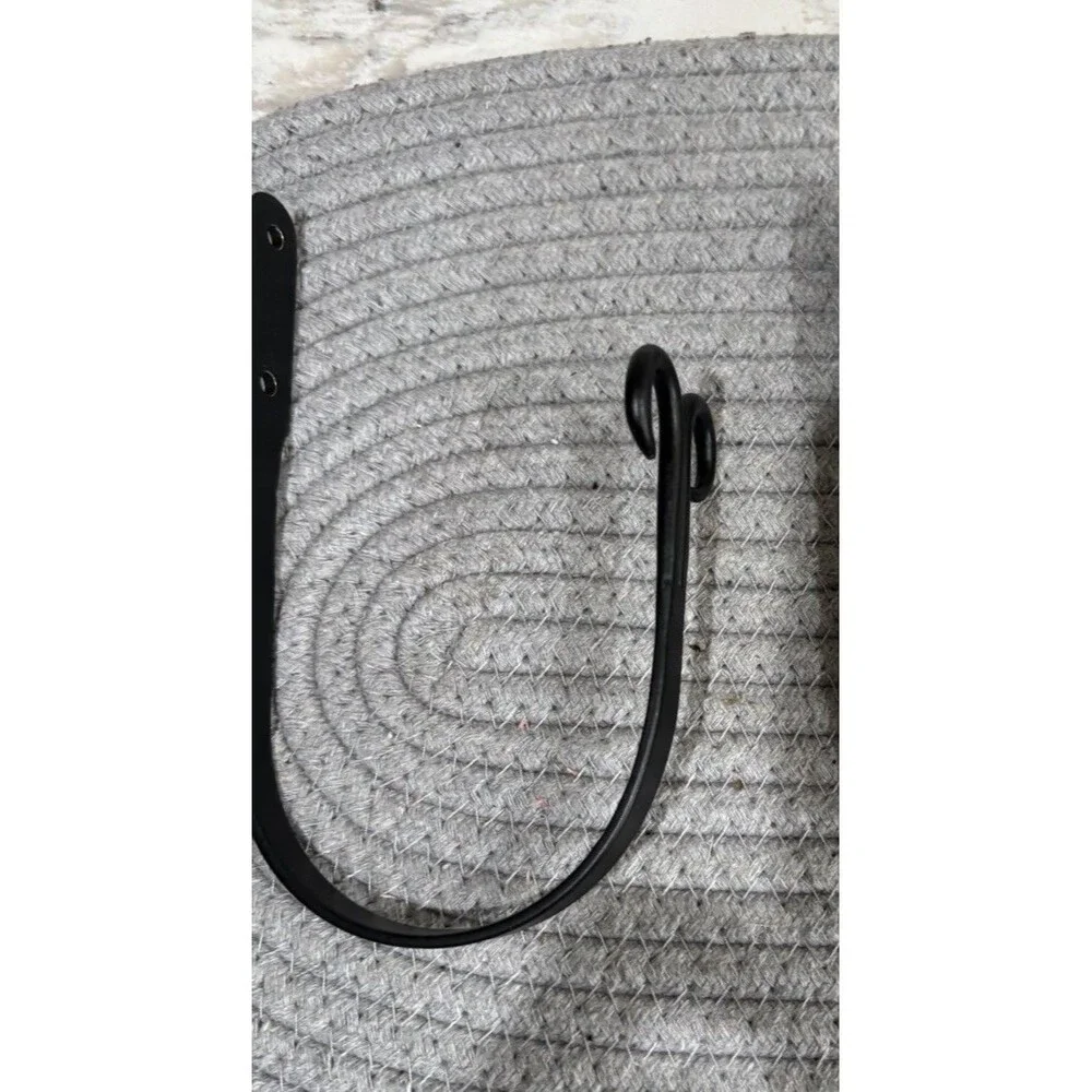 Wrought Iron Curtain Tie Back Holdback Hook - Black - DoubSwirl Design Set Of 2